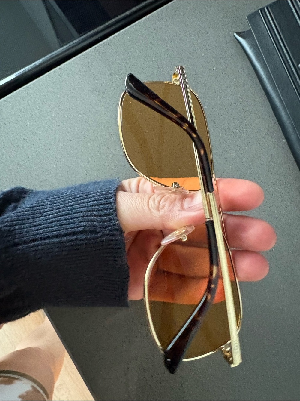 Women's Vogue Gold Metal Aviator Sunglasses with Brown Lenses - Picture 5 of 5